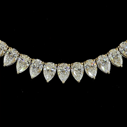 35.06 CTTW Pear Lab Grown Diamond Tennis Necklace 16.5" (E Color and VS1 Clarity)