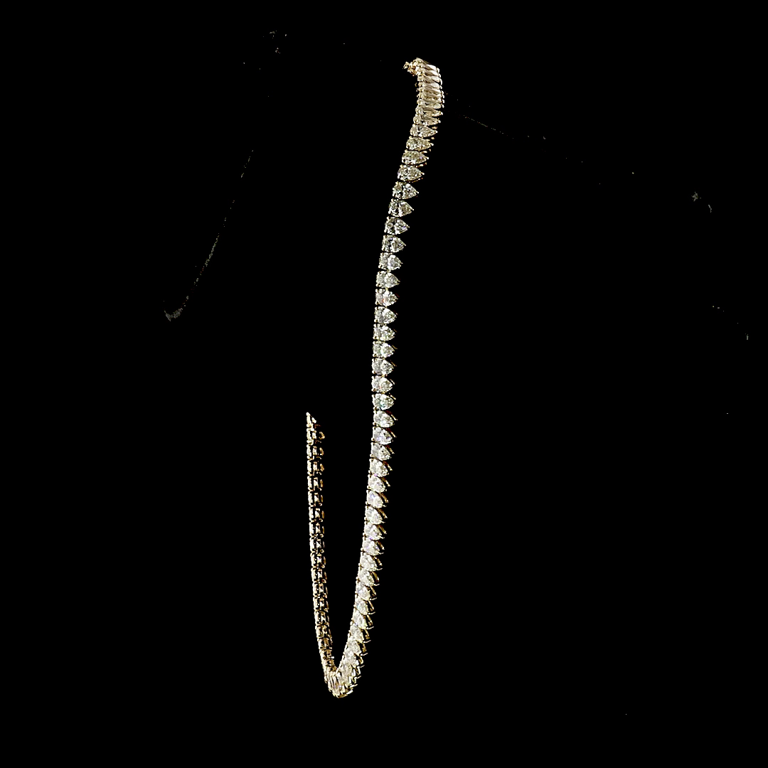 35.06 CTTW Pear Lab Grown Diamond Tennis Necklace 16.5" (E Color and VS1 Clarity)
