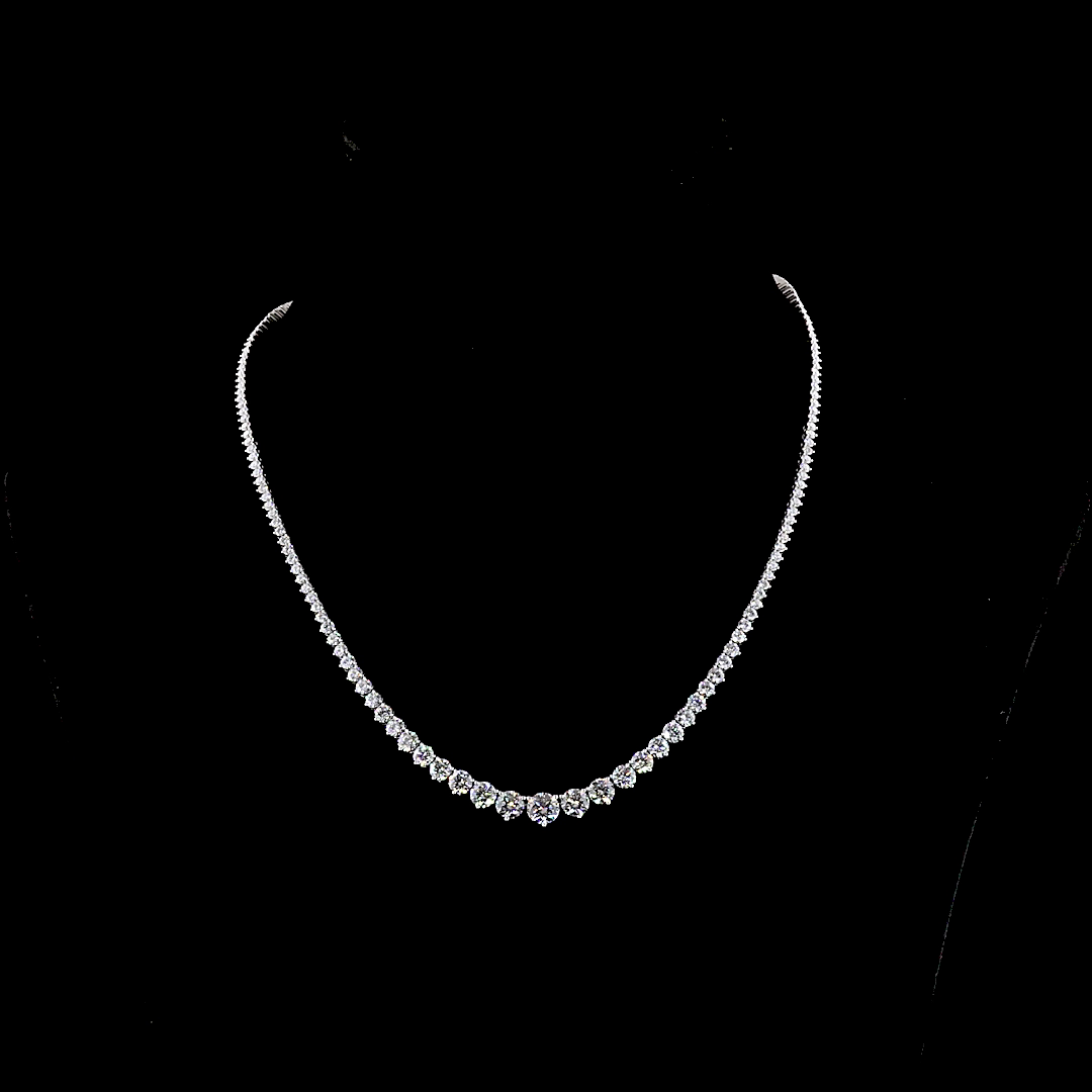 10.83 CTTW Round Lab Grown Diamond Riviera Necklace 16.5" (E Color and VS1 Clarity)