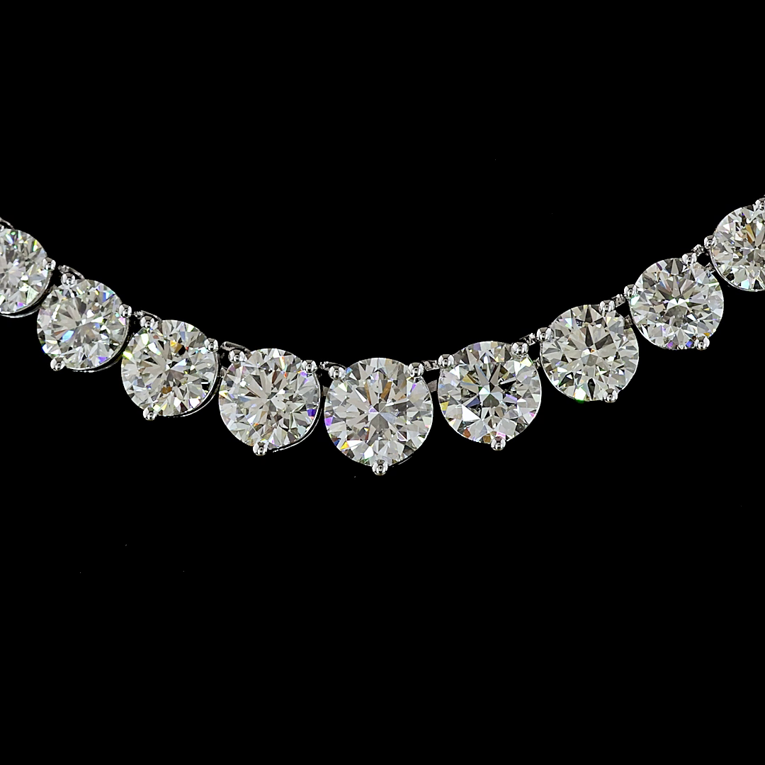 12.60 CTTW Round Lab Grown Diamond Riviera Necklace 16" (E Color and VS1 Clarity)