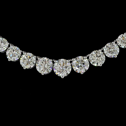 12.60 CTTW Round Lab Grown Diamond Riviera Necklace 16" (E Color and VS1 Clarity)