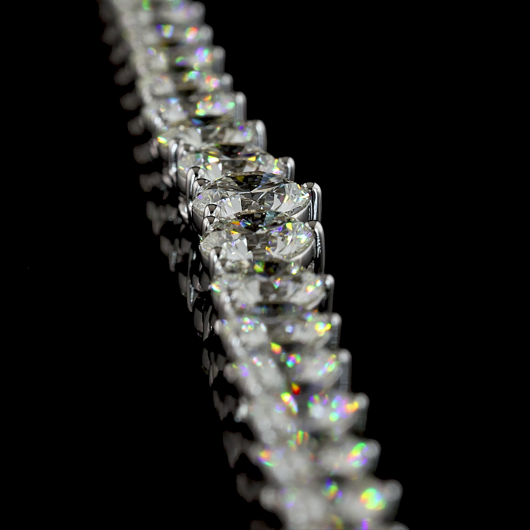 12.60 CTTW Round Lab Grown Diamond Riviera Necklace 16" (E Color and VS1 Clarity)