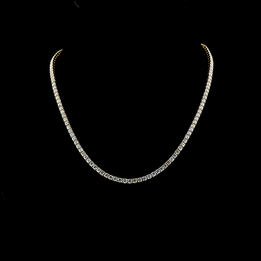 12.35 CTTW Round Lab Grown Diamond Tennis Necklace 16" (E Color and VS1 Clarity)