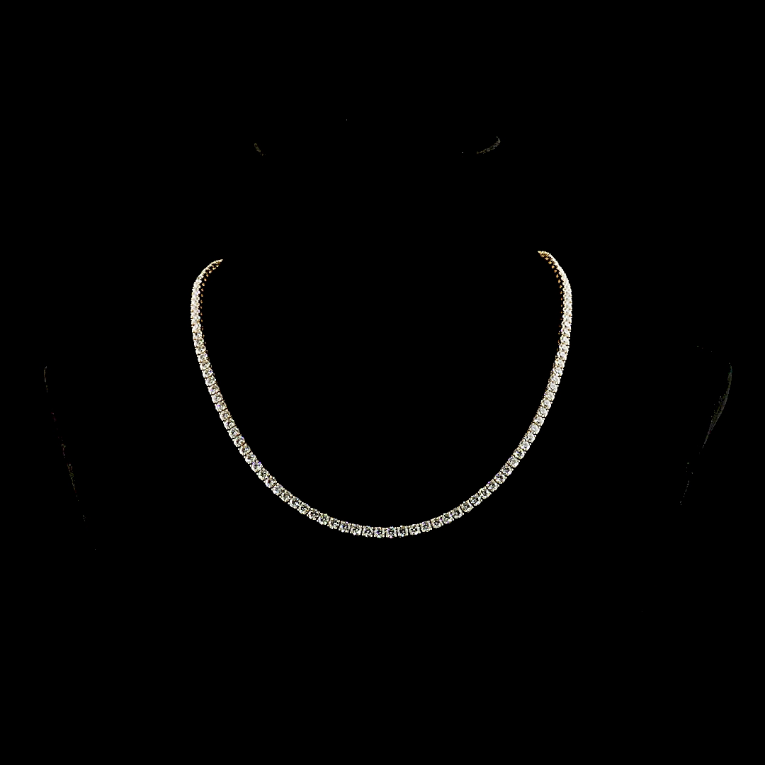 15.16 CTTW Round Lab Grown Diamond Tennis Necklace 16.5" (E Color and VS1 Clarity)