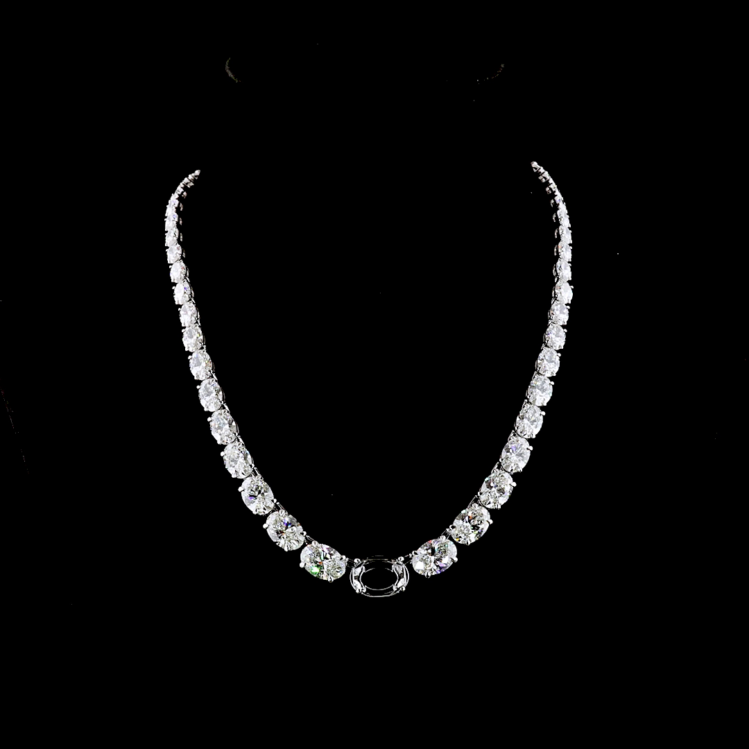 63.37 CTTW Oval Lab Grown Diamond Riviera Necklace 17" (FV.YL Color)
