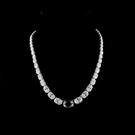 63.37 CTTW Oval Lab Grown Diamond Riviera Necklace 17" (FV.YL Color)