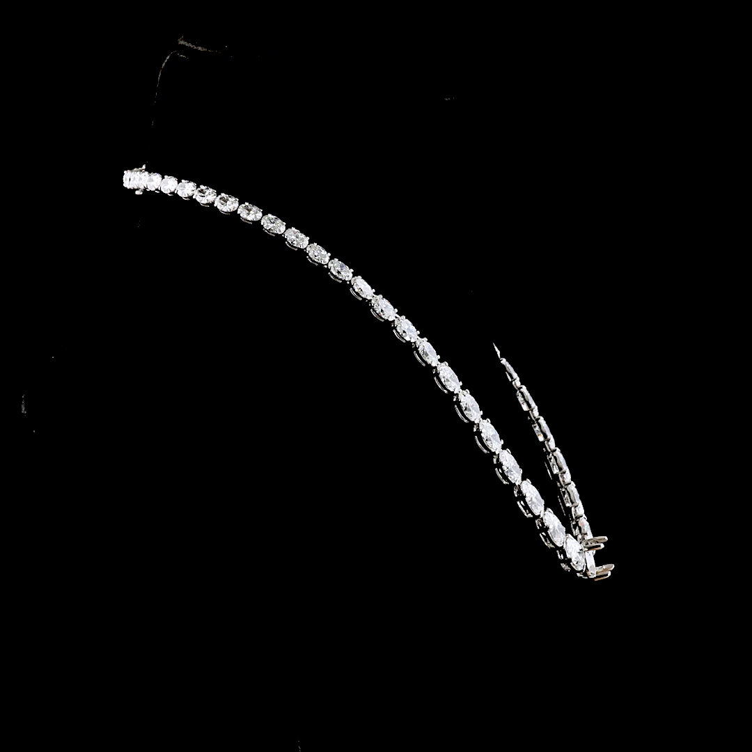 63.37 CTTW Oval Lab Grown Diamond Riviera Necklace 17" (FV.YL Color)