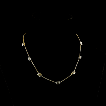 4.30 CTTW Emerald Lab Grown Diamond Station Necklace 16" (E Color and VS1 Clarity)