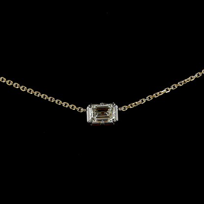 4.30 CTTW Emerald Lab Grown Diamond Station Necklace 16" (E Color and VS1 Clarity)