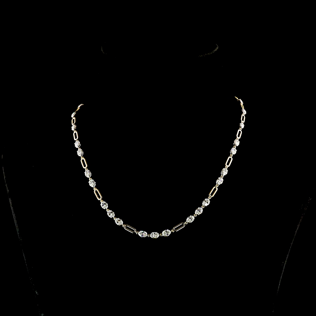 4.83 CTTW Oval Lab Grown Diamond Station Necklace 16" (E Color and VS1 Clarity)