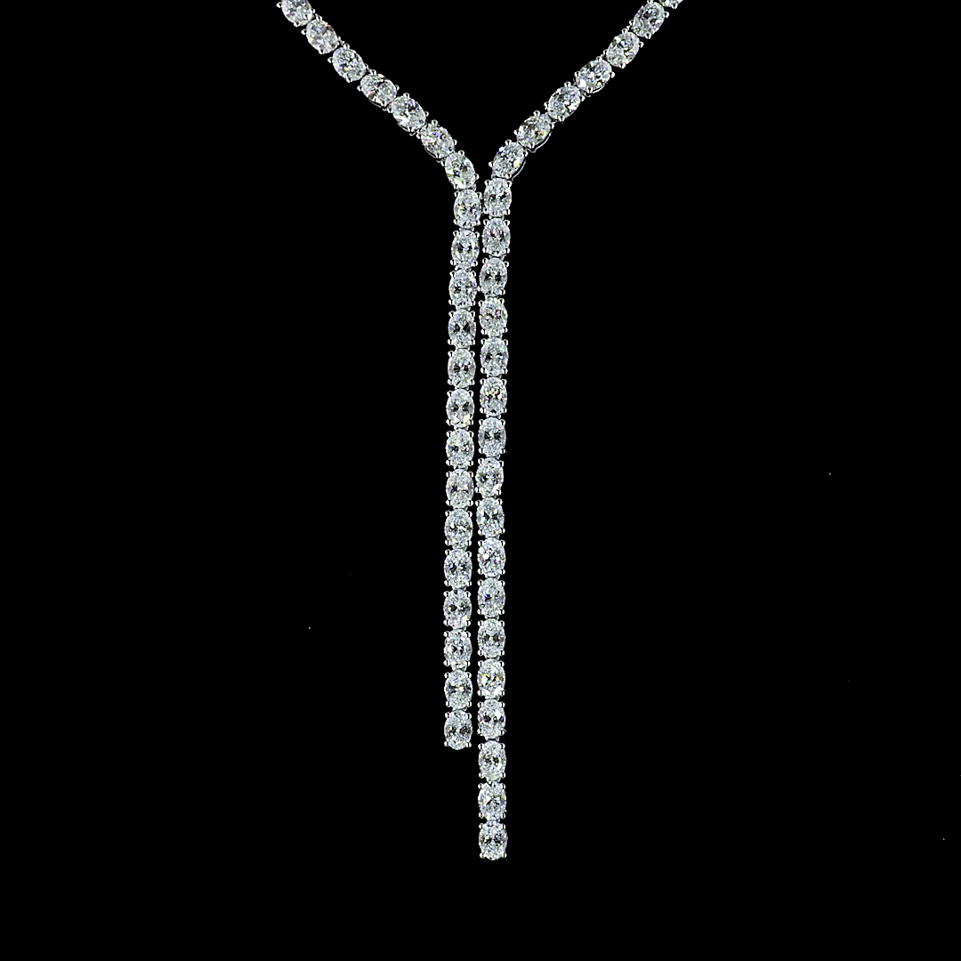 15.99 CTTW Oval Lab Grown Diamond Lariat Necklace 16.5" (E Color and VS1 Clarity)
