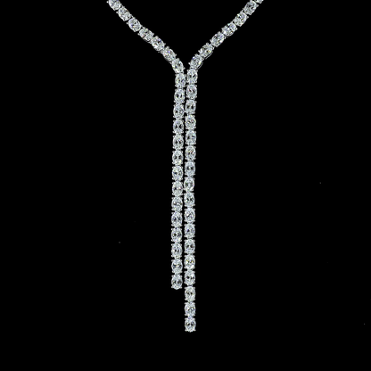 15.99 CTTW Oval Lab Grown Diamond Lariat Necklace 16.5" (E Color and VS1 Clarity)