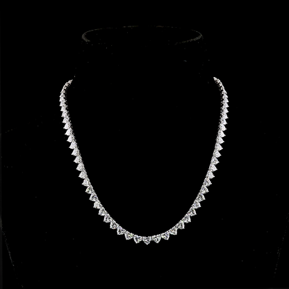33.16 CTTW Heart Lab Grown Diamond Tennis Necklace 16.5" (E Color and VS2 Clarity)