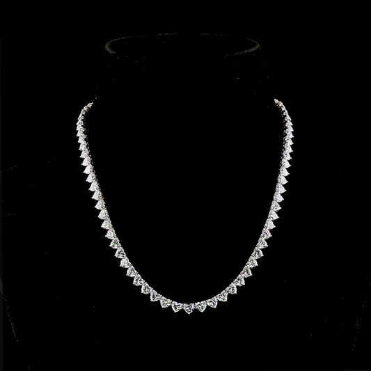 33.16 CTTW Heart Lab Grown Diamond Tennis Necklace 16.5" (E Color and VS2 Clarity)