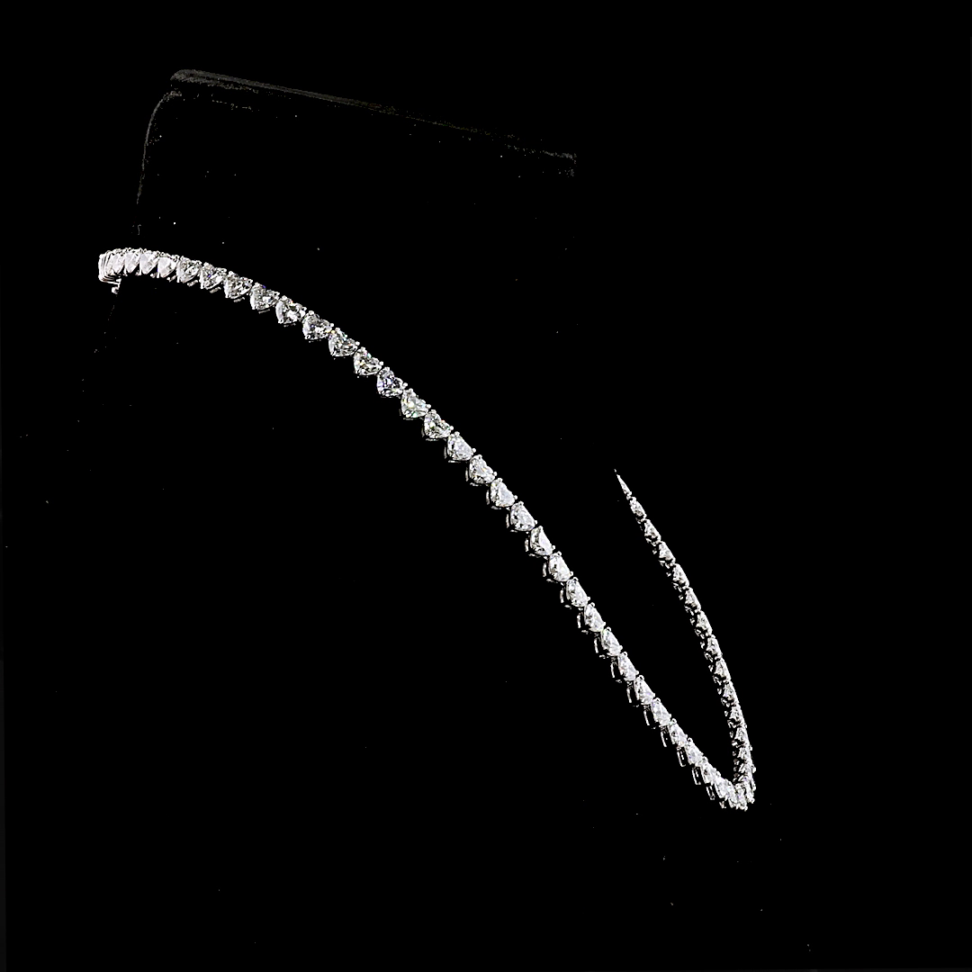 33.16 CTTW Heart Lab Grown Diamond Tennis Necklace 16.5" (E Color and VS2 Clarity)