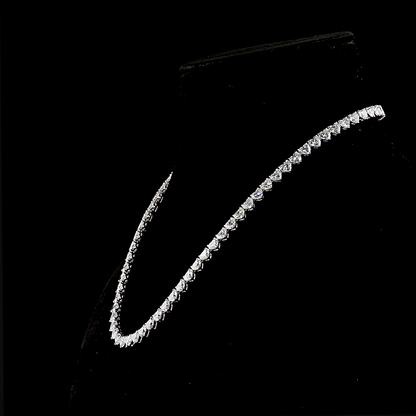 33.16 CTTW Heart Lab Grown Diamond Tennis Necklace 16.5" (E Color and VS2 Clarity)