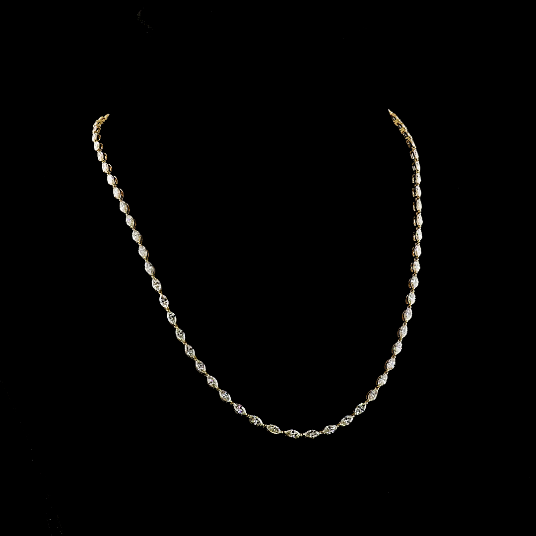 8.32 CTTW Marquise Lab Grown Diamond Station Necklace 17" (F Color and VVS2 Clarity)