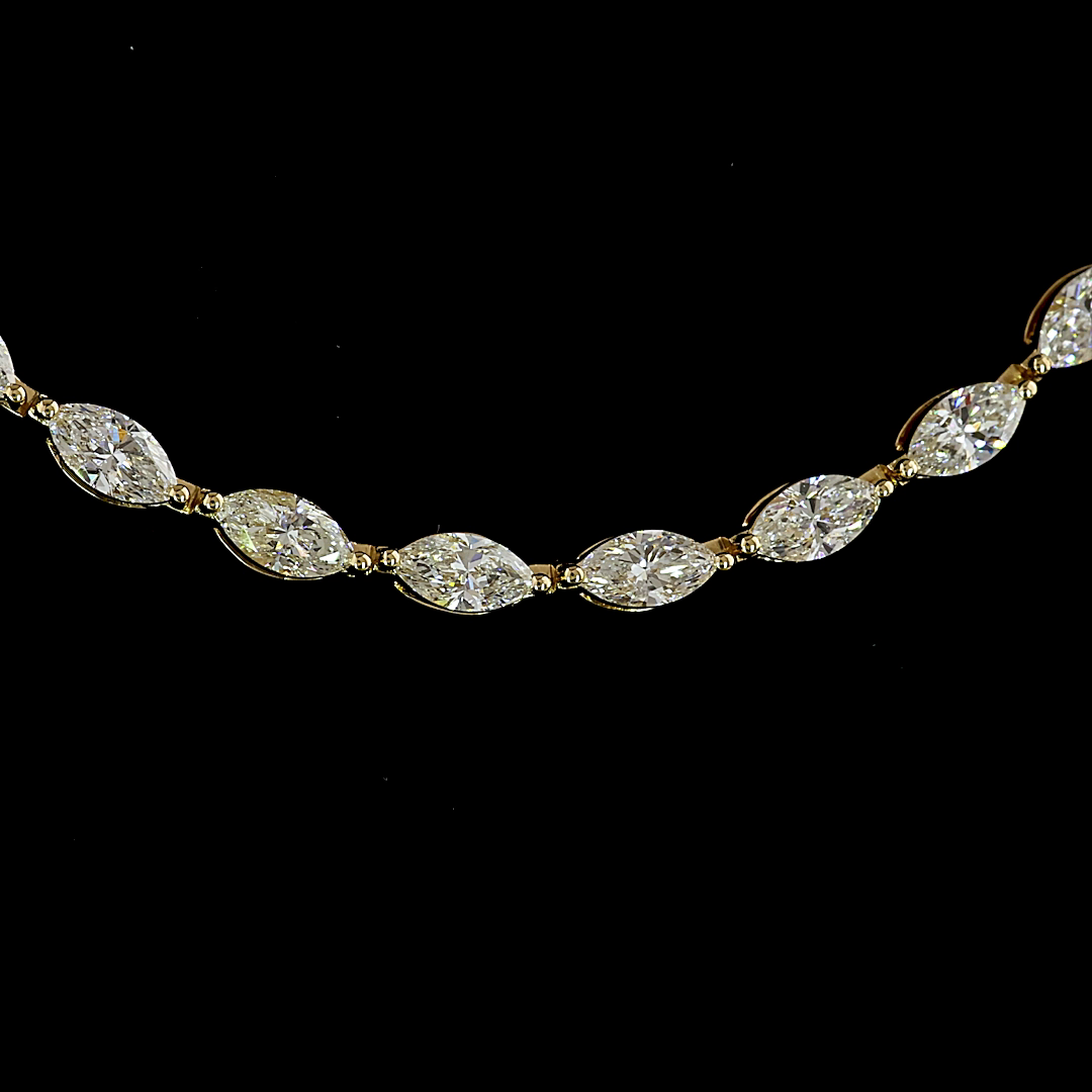 8.32 CTTW Marquise Lab Grown Diamond Station Necklace 17" (F Color and VVS2 Clarity)