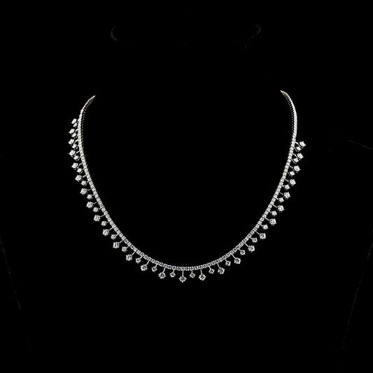 6.43 CTTW Round Lab Grown Diamond Tennis Necklace 16.5" (E Color and VS1 Clarity)