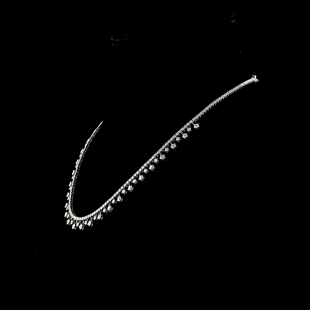 6.43 CTTW Round Lab Grown Diamond Tennis Necklace 16.5" (E Color and VS1 Clarity)