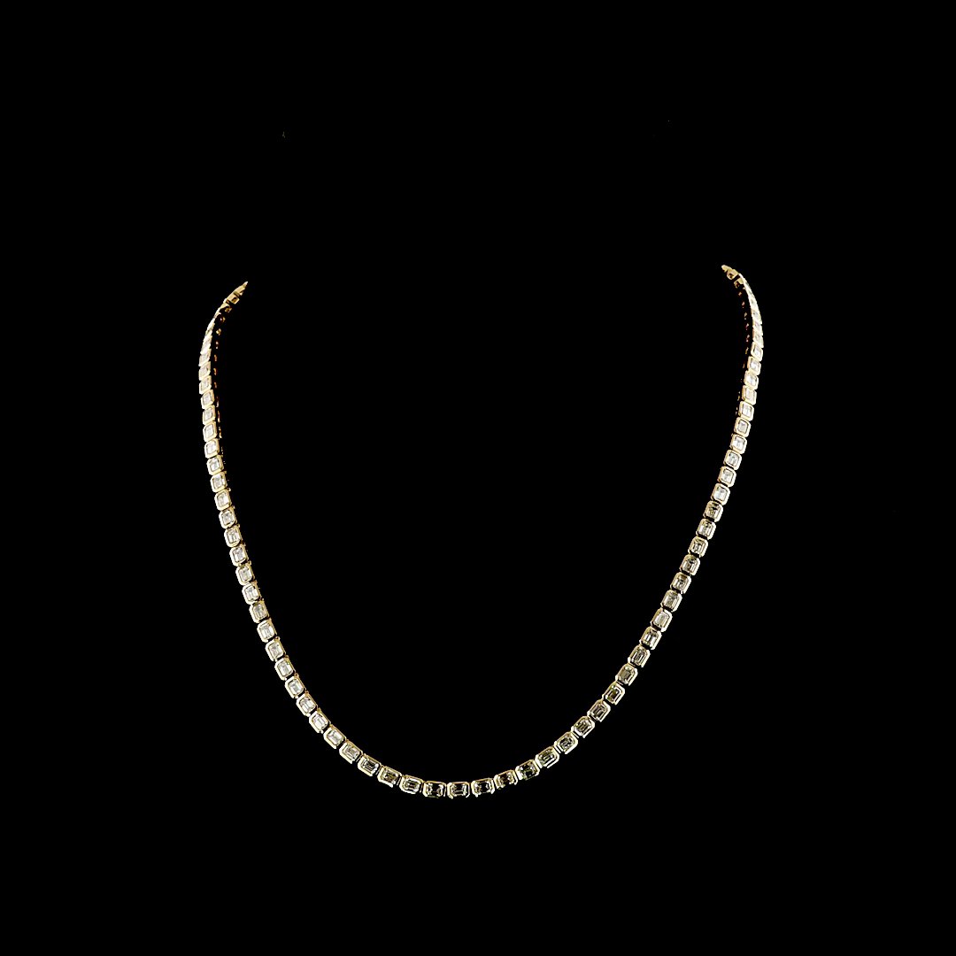 10.02 CTTW Emerald Lab Grown Diamond Tennis Necklace 16.5" (E Color and VS1 Clarity)
