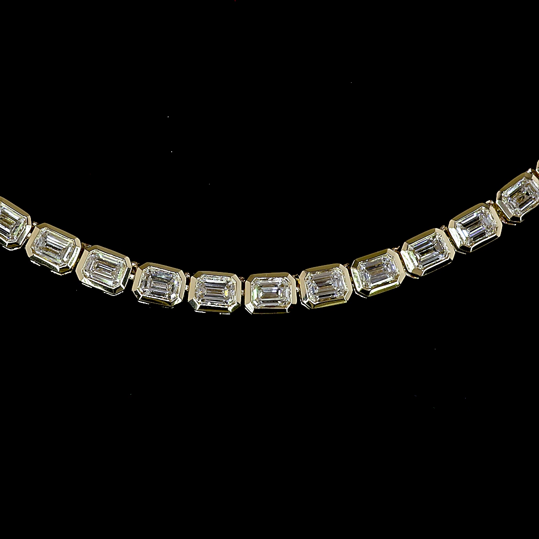 5.93 CTTW Emerald Lab Grown Diamond Tennis Necklace 16.5" (E Color and VS1 Clarity)