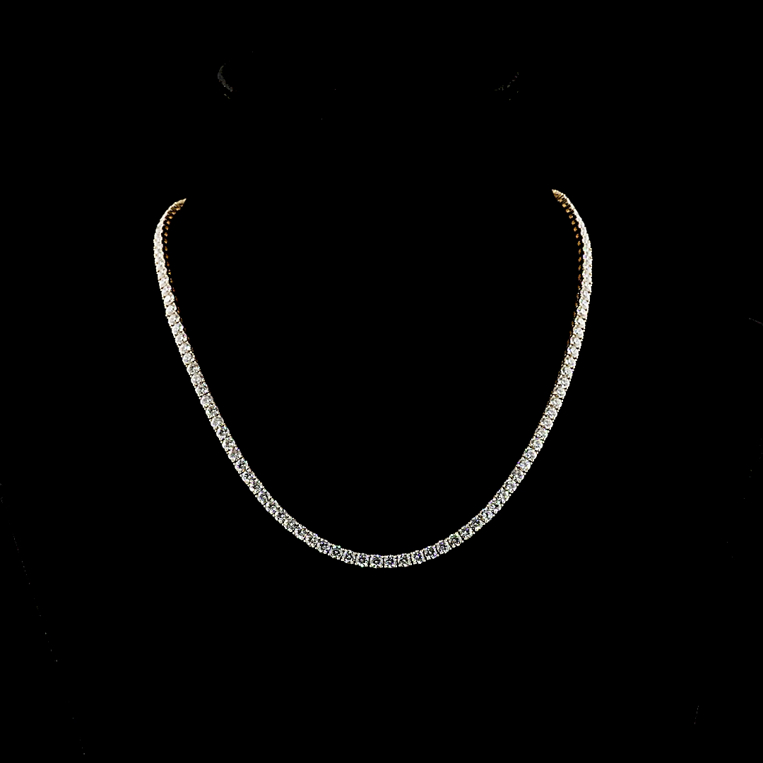 13.69 CTTW Round Lab Grown Diamond Tennis Necklace 16.5" (E Color and VS1 Clarity)