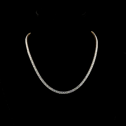 13.69 CTTW Round Lab Grown Diamond Tennis Necklace 16.5" (E Color and VS1 Clarity)