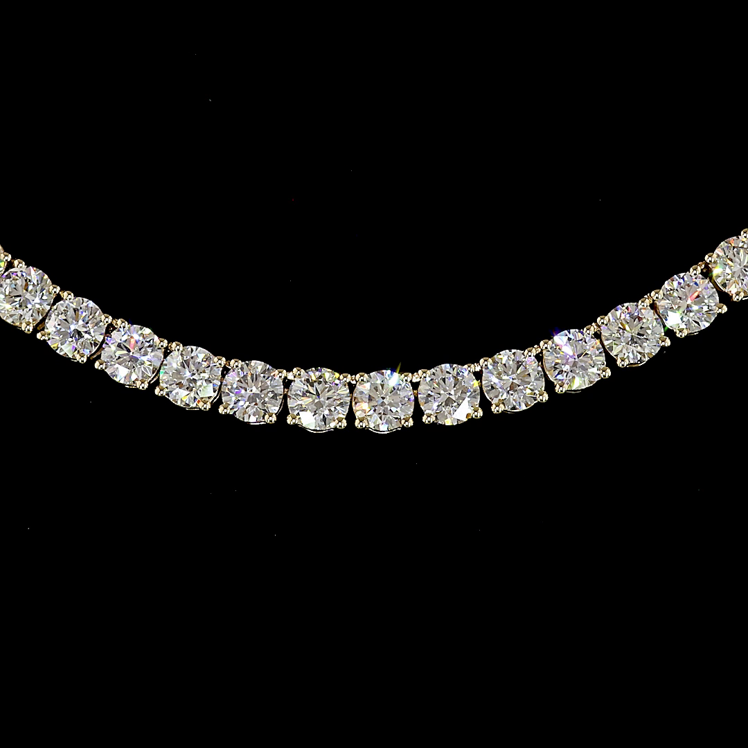 13.69 CTTW Round Lab Grown Diamond Tennis Necklace 16.5" (E Color and VS1 Clarity)