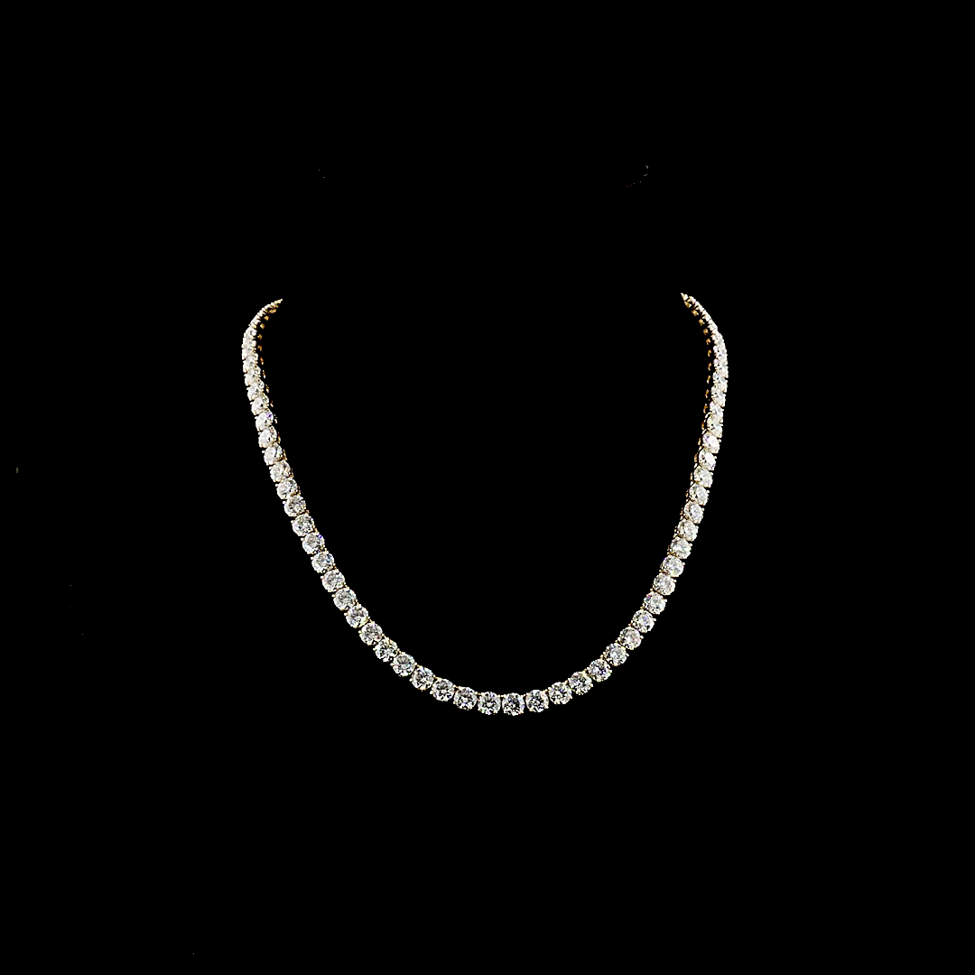34.08 CTTW Round Lab Grown Diamond Tennis Necklace 16" (E Color and VS1 Clarity)
