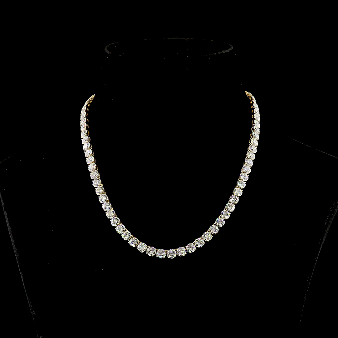 39.31 CTTW Round Lab Grown Diamond Tennis Necklace 16.5" (E Color and VS1 Clarity)