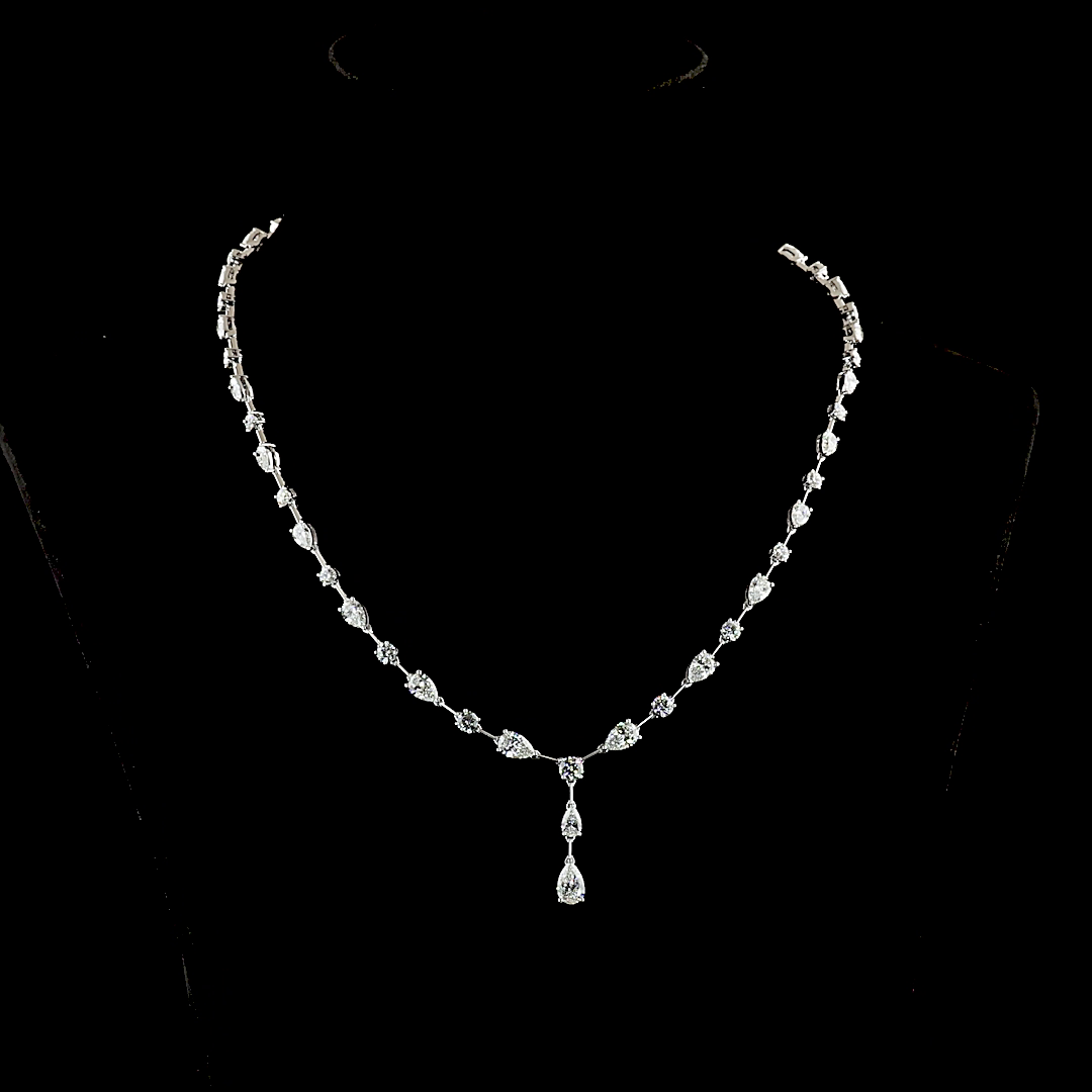 13.09 CTTW Pear Lab Grown Diamond Lariat Necklace 18" (E Color and VS1 Clarity)