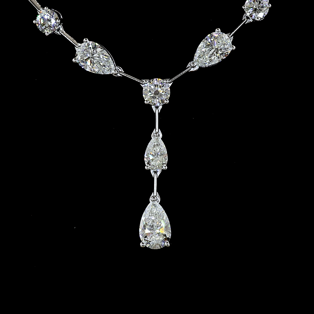 13.09 CTTW Pear Lab Grown Diamond Lariat Necklace 18" (E Color and VS1 Clarity)