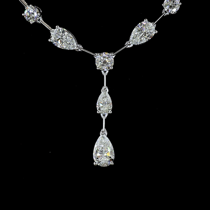 13.09 CTTW Pear Lab Grown Diamond Lariat Necklace 18" (E Color and VS1 Clarity)