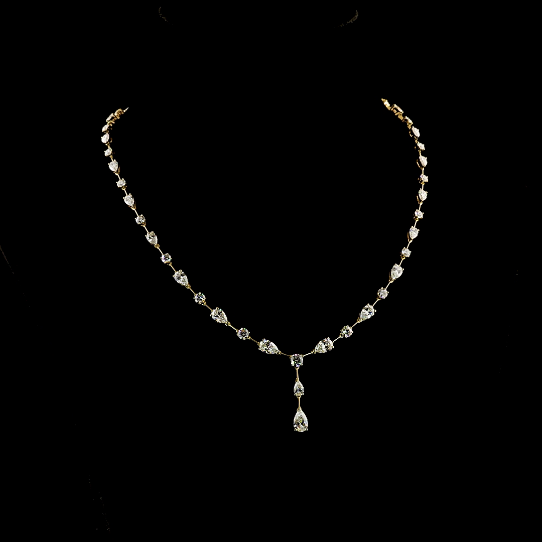 11.95 CTTW Pear Lab Grown Diamond Lariat Necklace 17" (D Color and VS1 Clarity)