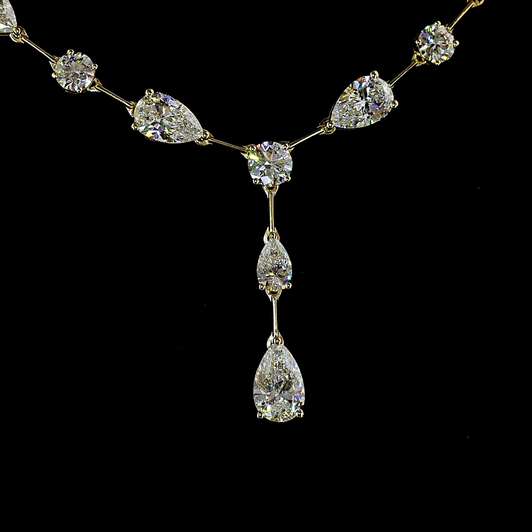 11.95 CTTW Pear Lab Grown Diamond Lariat Necklace 17" (D Color and VS1 Clarity)
