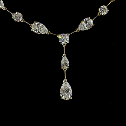 11.95 CTTW Pear Lab Grown Diamond Lariat Necklace 17" (D Color and VS1 Clarity)