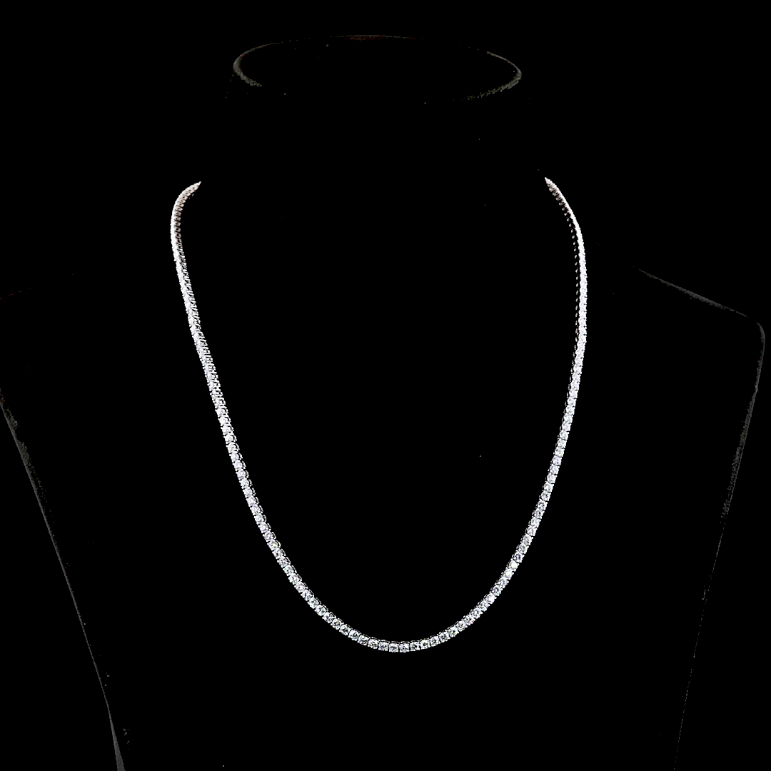 8.02 CTTW Round Lab Grown Diamond Tennis Necklace 18" (E Color and VS1 Clarity)