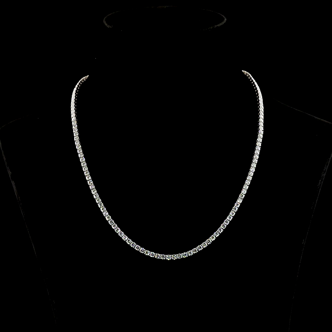 14.24 CTTW Round Lab Grown Diamond Tennis Necklace 18" (F/E Color and VS2/VS1 Clarity)
