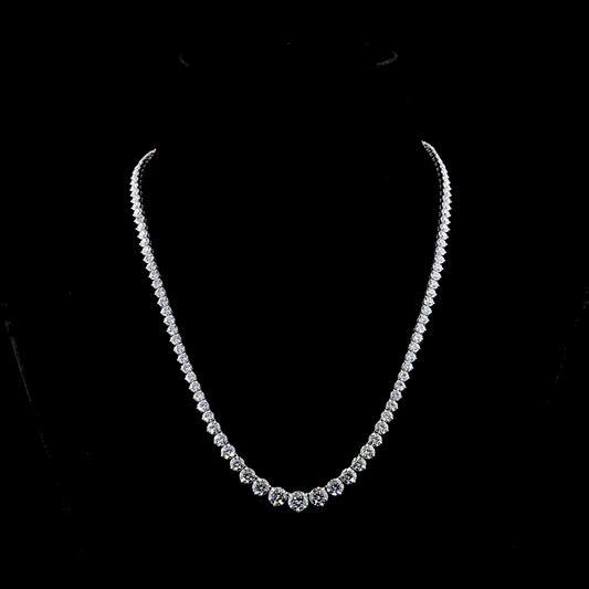 24.18 CTTW Round Lab Grown Diamond Riviera Necklace 18" (E Color and VS1 Clarity)