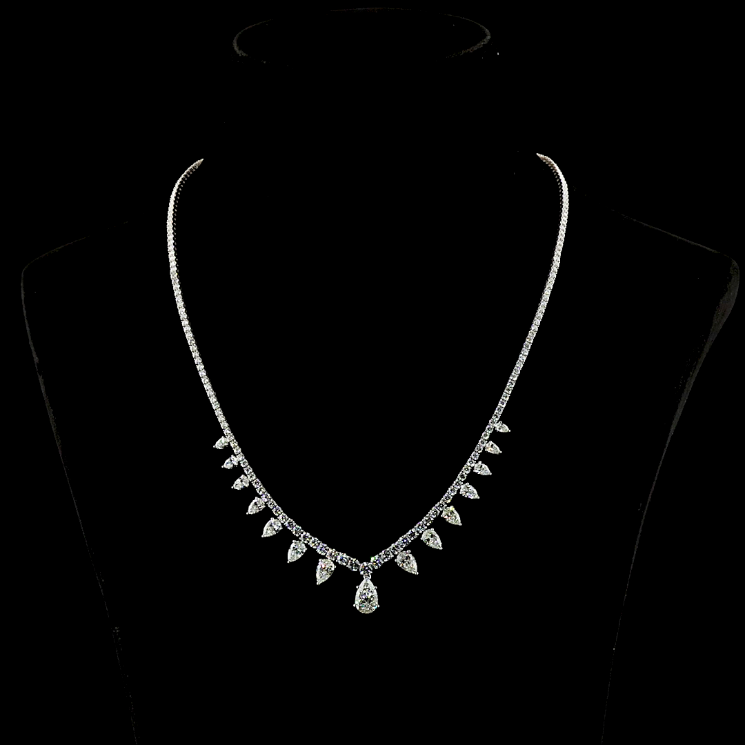 12.89 CTTW Pear Lab Grown Diamond Lariat Necklace 18" (E Color and VS1 Clarity)