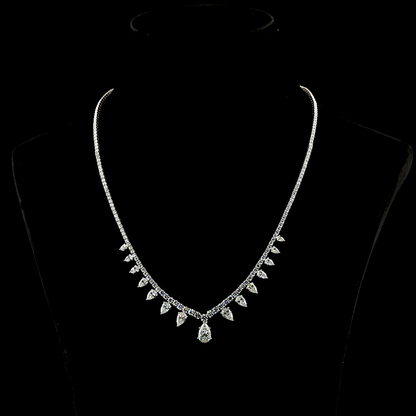 12.89 CTTW Pear Lab Grown Diamond Lariat Necklace 18" (E Color and VS1 Clarity)