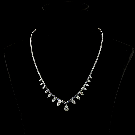 12.89 CTTW Pear Lab Grown Diamond Lariat Necklace 18" (E Color and VS1 Clarity)