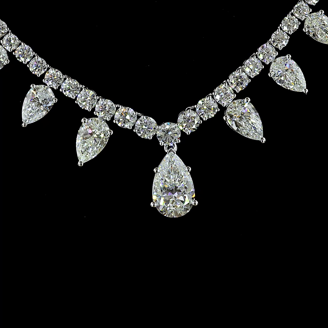 12.89 CTTW Pear Lab Grown Diamond Lariat Necklace 18" (E Color and VS1 Clarity)