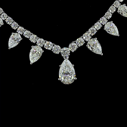 12.89 CTTW Pear Lab Grown Diamond Lariat Necklace 18" (E Color and VS1 Clarity)