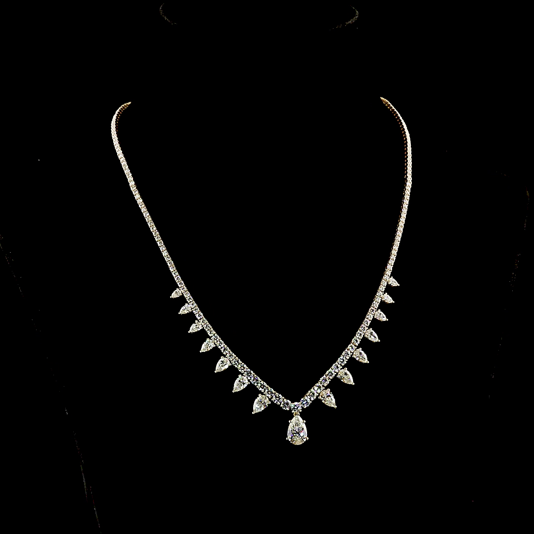 14.26 CTTW Pear Lab Grown Diamond Special Necklace 17" (E Color and VS1 Clarity)