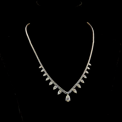 14.26 CTTW Pear Lab Grown Diamond Special Necklace 17" (E Color and VS1 Clarity)