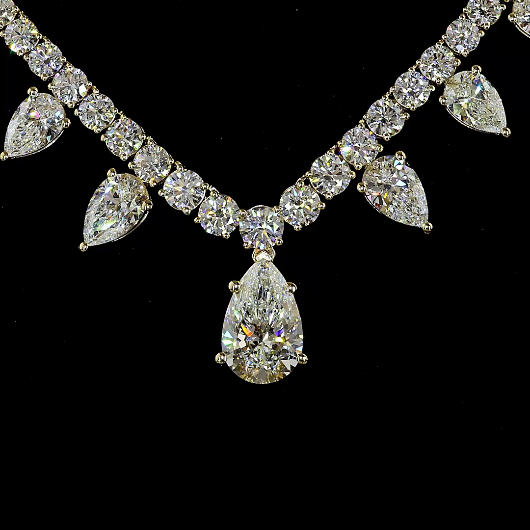 14.26 CTTW Pear Lab Grown Diamond Special Necklace 17" (E Color and VS1 Clarity)