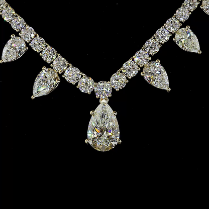 14.26 CTTW Pear Lab Grown Diamond Special Necklace 17" (E Color and VS1 Clarity)