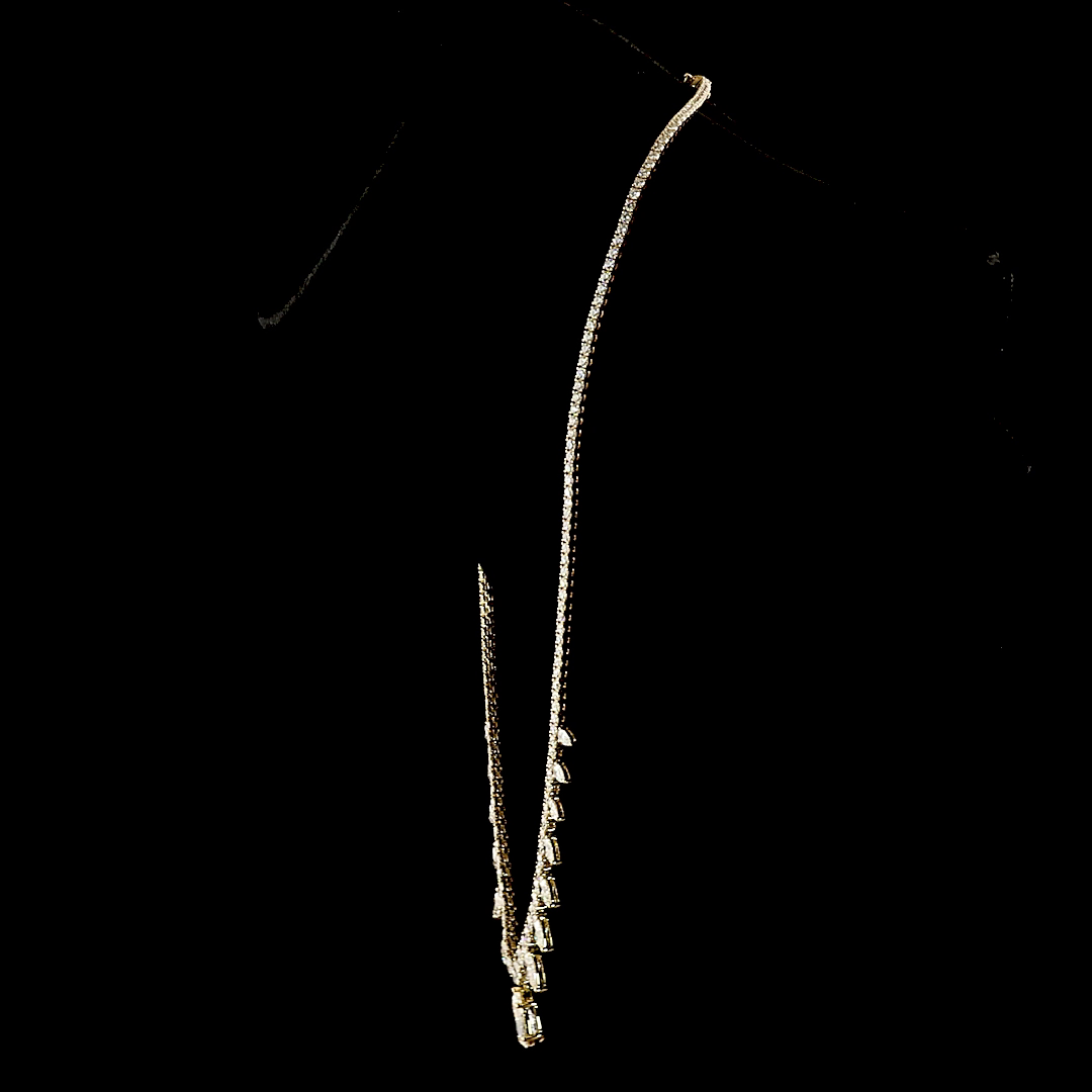 14.26 CTTW Pear Lab Grown Diamond Special Necklace 17" (E Color and VS1 Clarity)